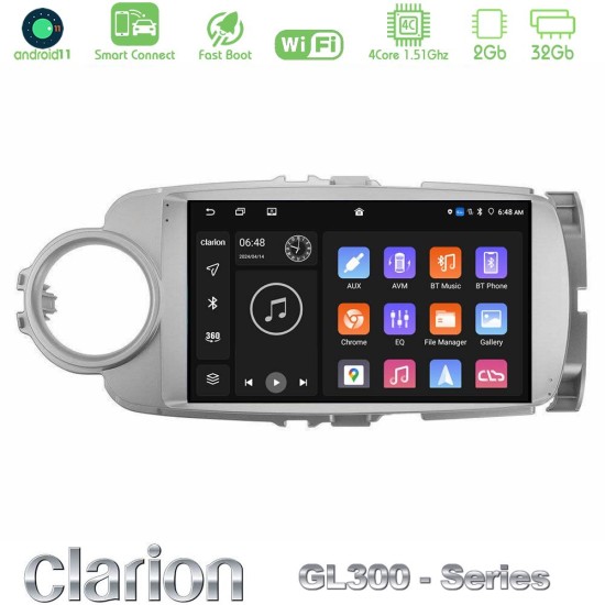 Clarion GL300 Series 4Core Android ClarionOS 2+32GB Toyota Yaris Navigation Multimedia Tablet 9" Με Carplay & Android Auto
