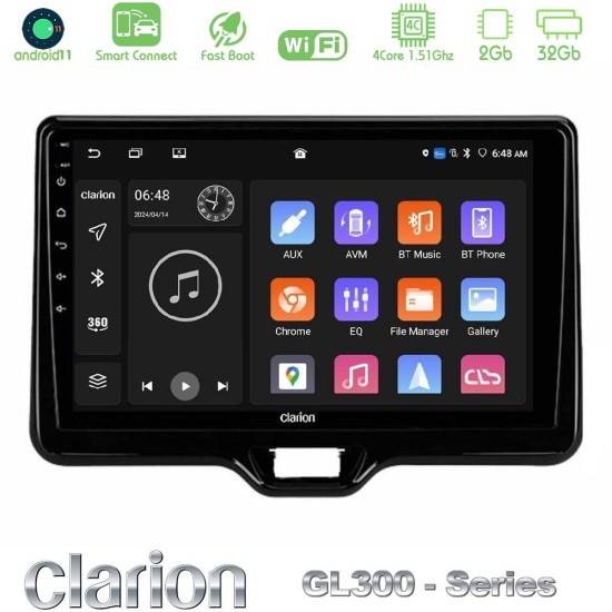 Clarion GL300 Series 4Core Android ClarionOS 2+32GB Toyota Yaris Cross RHD 2020-> (Low Version) Navigation Multimedia Tablet 9" Με Carplay & Android Auto