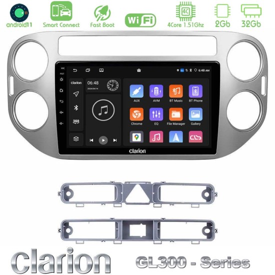 Clarion GL300 Series 4Core Android ClarionOS 2+32GB VW Tiguan Navigation Multimedia Tablet 9" Με Carplay & Android Auto