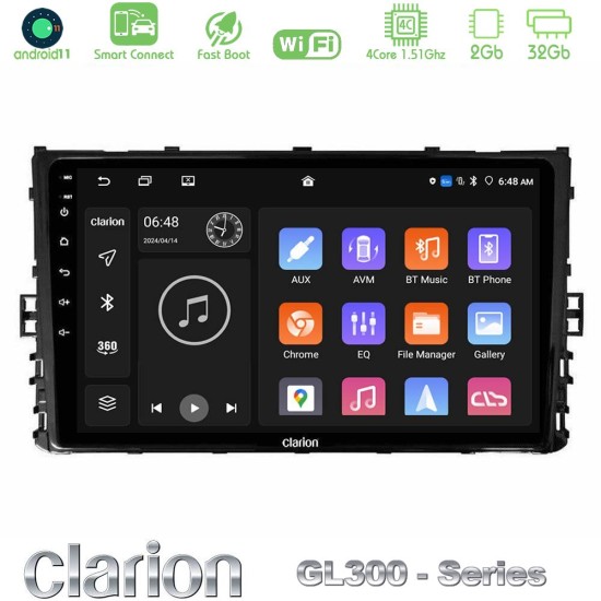 Clarion GL300 Series 4Core Android ClarionOS 2+32GB VW MQB 2017-> Navigation Multimedia Tablet 9" Με Carplay & Android Auto