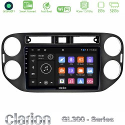 Clarion GL300 Series 4Core Android ClarionOS 2+32GB VW Tiguan Navigation Multimedia Tablet 9" (23mm alarm button) Με Carplay & Android Auto