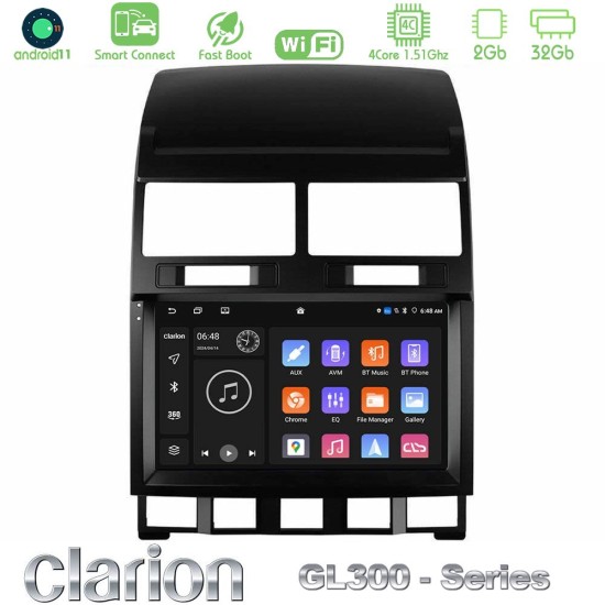 Clarion GL300 Series 4Core Android ClarionOS 2+32GB VW Touareg 2002 – 2010 Navigation Multimedia Tablet 9" Με Carplay & Android Auto