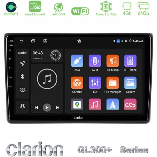 Clarion GL300+ Series 4Core Android ClarionOS 4+64GB  Audi A4 B7 Navigation Multimedia Tablet 9"