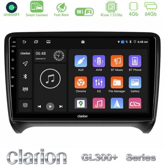 Clarion GL300+ Series 4Core Android ClarionOS 4+64GB  Audi TT B7 Navigation Multimedia Tablet 9"
