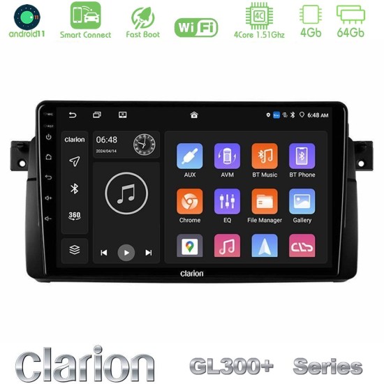 Clarion GL300+ Series 4Core Android ClarionOS 4+64GB  BMW E46 Navigation Multimedia Tablet 9"