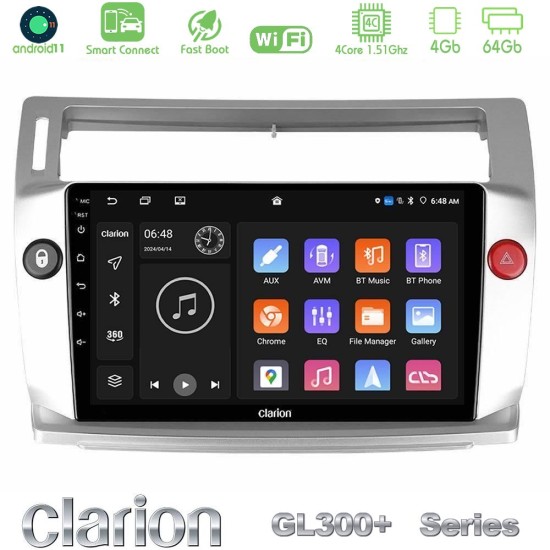 Clarion GL300+ Series 4Core Android ClarionOS 4+64GB  Citroen C4 2004-2010 Navigation Multimedia Tablet 9"
