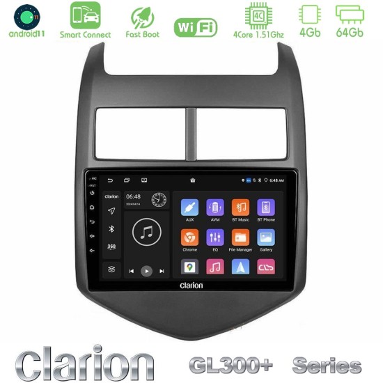 Clarion GL300+ Series 4Core Android ClarionOS 4+64GB  Chevrolet Aveo 2011-2017 Navigation Multimedia Tablet 9"