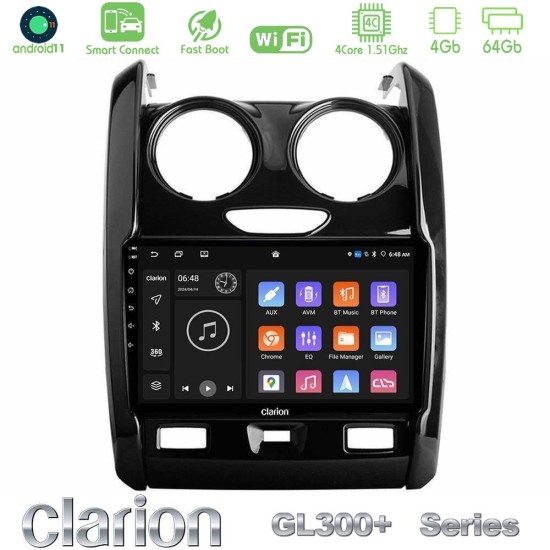 Clarion GL300+ Series 4Core Android ClarionOS 4+64GB  Dacia Duster 2014-2018 Navigation Multimedia Tablet 9"