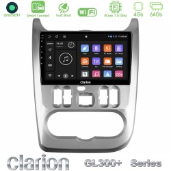 Clarion GL300+ Series 4Core Android ClarionOS 4+64GB  Dacia Duster/Sandero/Logan Navigation Multimedia Tablet 9"