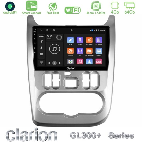 Clarion GL300+ Series 4Core Android ClarionOS 4+64GB  Dacia Duster/Sandero/Logan Navigation Multimedia Tablet 9"