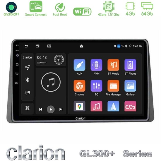 Clarion GL300+ Series 4Core Android ClarionOS 4+64GB  Dacia Duster 2023-2024 Navigation Multimedia Tablet 10"