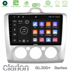 Clarion GL300+ Series 4Core Android ClarionOS 4+64GB  Ford Focus Manual AC Navigation Multimedia Tablet 9"