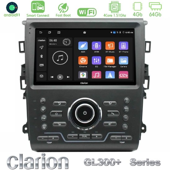 Clarion GL300+ Series 4Core Android ClarionOS 4+64GB Ford Mondeo 2014-2021 Navigation Multimedia Tablet 9"