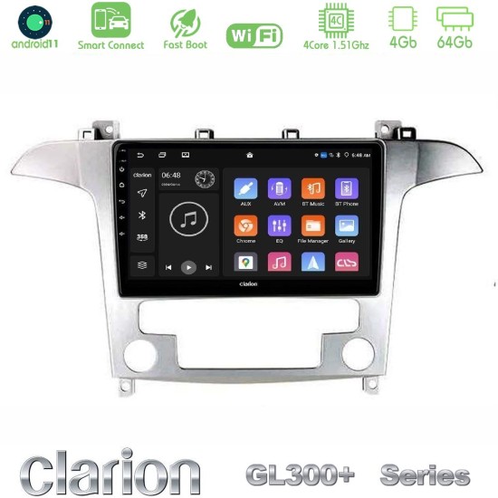 Clarion GL300+ Series 4Core Android ClarionOS 4+64GB  Ford S-Max 2006-2012 Navigation Multimedia Tablet 9"