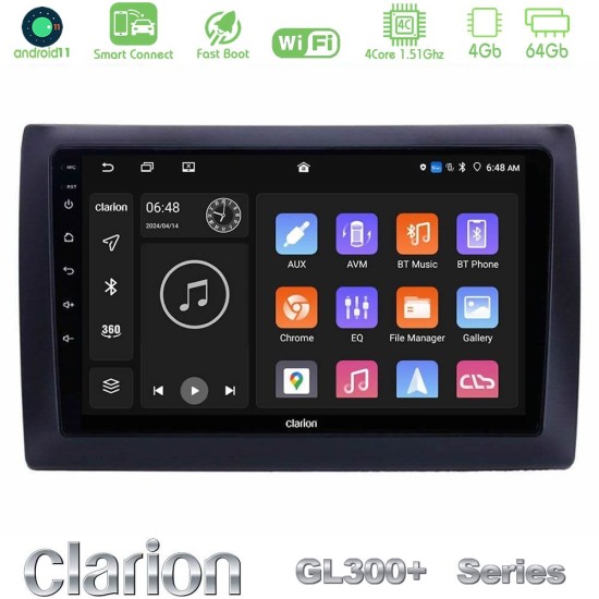 Clarion GL300+ Series 4Core Android ClarionOS 4+64GB  Fiat Stilo Navigation Multimedia Tablet 9"