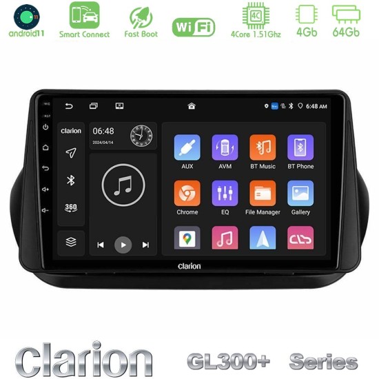Clarion GL300+ Series 4Core Android ClarionOS 4+64GB  Fiat Fiorino/Citroen Nemo/Peugeot Bipper Navigation Multimedia Tablet 10"