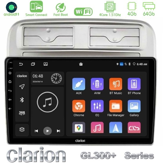 Clarion GL300+ Series 4Core Android ClarionOS 4+64GB  Fiat Grande Punto 2006-2011 Navigation Multimedia Tablet 9"