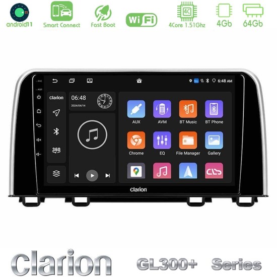 Clarion GL300+ Series 4Core Android ClarionOS 4+64GB  Honda CR-V 2019-> Navigation Multimedia Tablet 10"