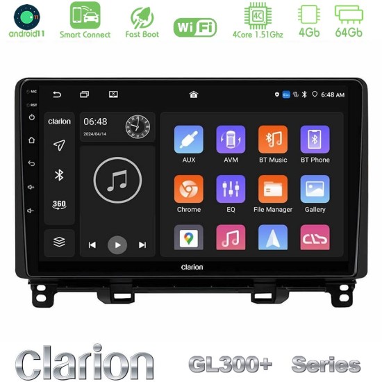 Clarion GL300+ Series 4Core Android ClarionOS 4+64GB  Honda Jazz 2021-2025 Navigation Multimedia Tablet 9"