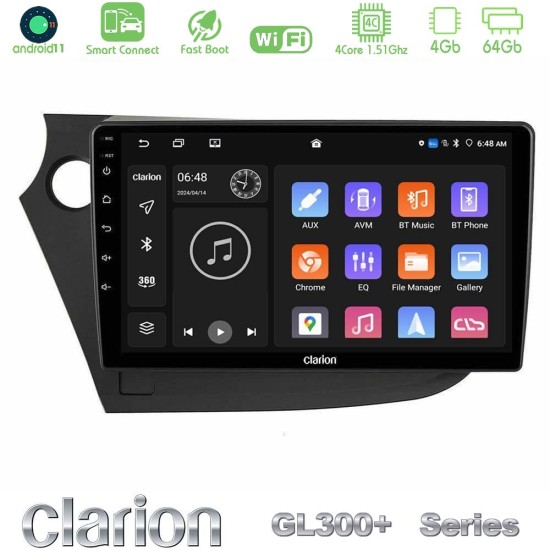 Clarion GL300+ Series 4Core Android ClarionOS 4+64GB  Honda Insight 2009-2015 Navigation Multimedia Tablet 9"