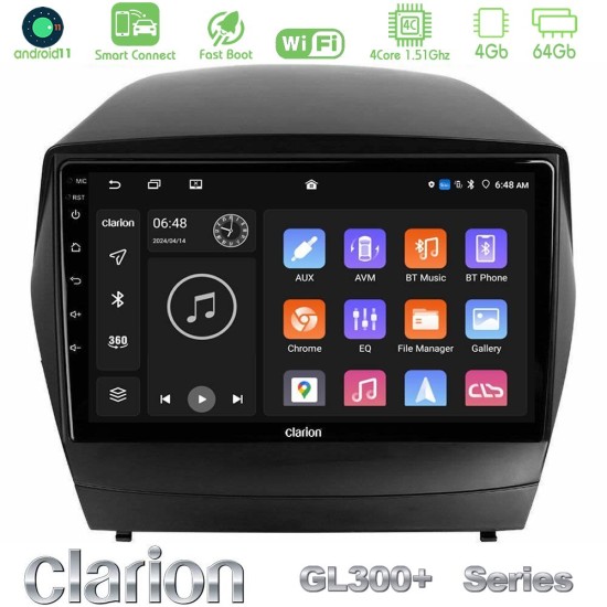 Clarion GL300+ Series 4Core Android ClarionOS 4+64GB  Hyundai IX35 Auto A/C Navigation Multimedia Tablet 9"