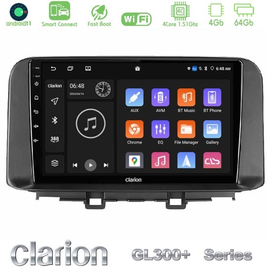 Clarion GL300+ Series 4Core Android ClarionOS 4+64GB  Hyundai Kona 2018-2023 Navigation Multimedia Tablet 10"