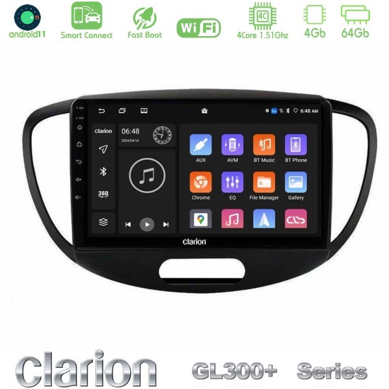 Clarion GL300+ Series 4Core Android ClarionOS 4+64GB  Hyundai i10 2008-2014 Navigation Multimedia Tablet 9"