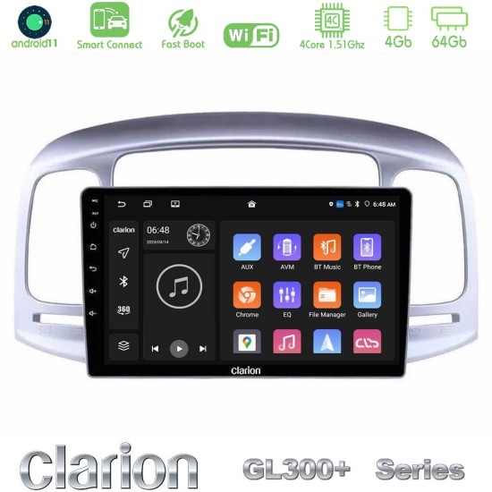 Clarion GL300+ Series 4Core Android ClarionOS 4+64GB  Hyundai Accent 2006-2011 Navigation Multimedia Tablet 9"
