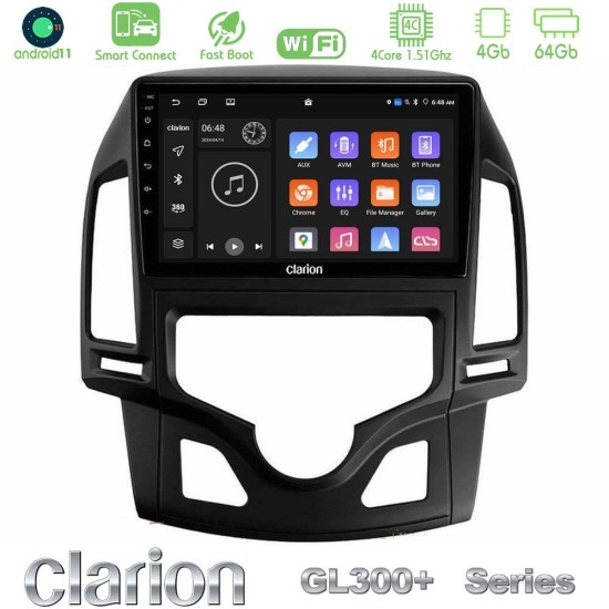 Clarion GL300+ Series 4Core Android ClarionOS 4+64GB  Hyundai i30 2007-2012 Auto A/C Navigation Multimedia Tablet 9"
