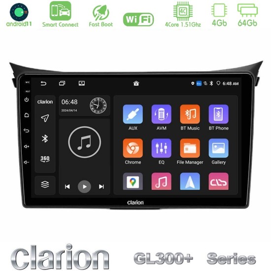 Clarion GL300+ Series 4Core Android ClarionOS 4+64GB  Hyundai i30 2012-2017 Navigation Multimedia Tablet 9"