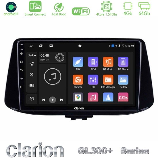 Clarion GL300+ Series 4Core Android ClarionOS 4+64GB  Hyundai i30 Navigation Multimedia Tablet 9"