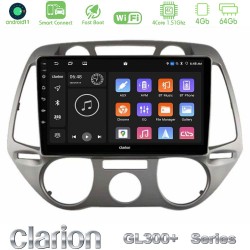 Clarion GL300+ Series 4Core Android ClarionOS 4+64GB  Hyundai i20 2009-2012 Manual A/C Navigation Multimedia Tablet 9"
