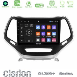 Clarion GL300+ Series 4Core Android ClarionOS 4+64GB  Jeep Cherokee 2014-2019 Navigation Multimedia Tablet 9" (Ασημί Χρώμα)