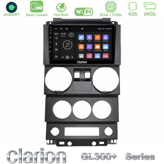 Clarion GL300+ Series 4Core Android ClarionOS 4+64GB  Jeep Wrangler 2Door 2008-2010 Navigation Multimedia Tablet 9"