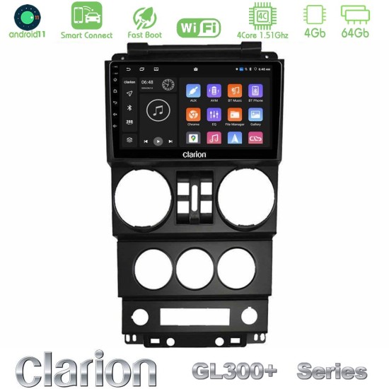 Clarion GL300+ Series 4Core Android ClarionOS 4+64GB  Jeep Wrangler 2008-2010 Navigation Multimedia Tablet 9"