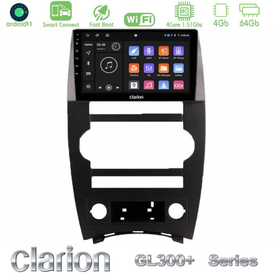 Clarion GL300+ Series 4Core Android ClarionOS 4+64GB  Jeep Commander 2007-2008 Navigation Multimedia Tablet 9"