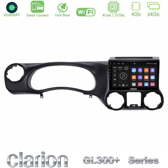 Clarion GL300+ Series 4Core Android ClarionOS 4+64GB  Jeep Wrangler 2011-2014 Navigation Multimedia Tablet 10"