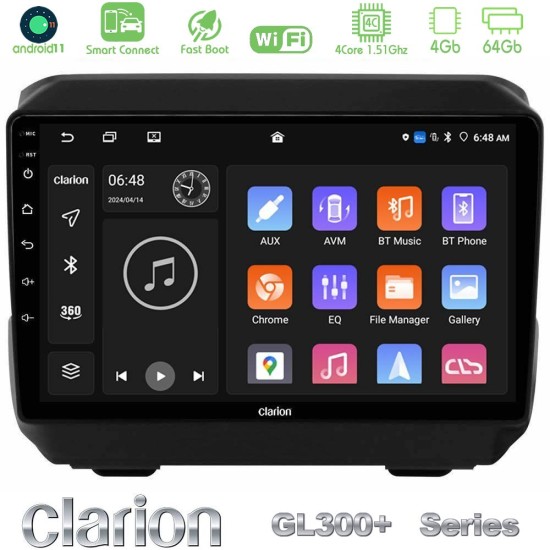 Clarion GL300+ Series 4Core Android ClarionOS 4+64GB  Jeep Wrangler 2018-> Navigation Multimedia Tablet 9"