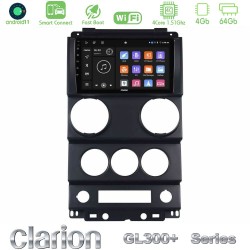 Clarion GL300+ Series 4Core Android ClarionOS 4+64GB  Jeep Wrangler 2Door 2008-2010 Navigation Multimedia Tablet 9"