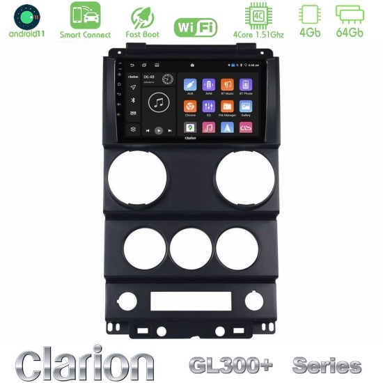 Clarion GL300+ Series 4Core Android ClarionOS 4+64GB  Jeep Wrangler 2Door 2008-2010 Navigation Multimedia Tablet 9"