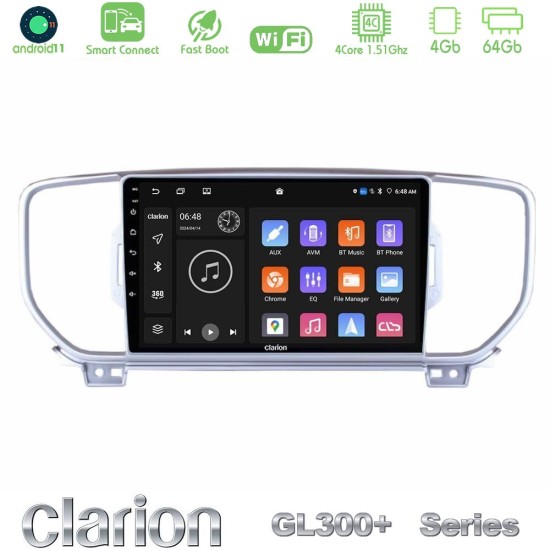 Clarion GL300+ Series 4Core Android ClarionOS 4+64GB  Kia Sportage 2016-2018 Navigation Multimedia Tablet 9"