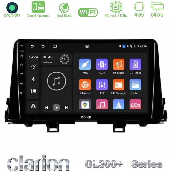 Clarion GL300+ Series 4Core Android ClarionOS 4+64GB  Kia Picanto 2017-2021 Navigation Multimedia Tablet 9"