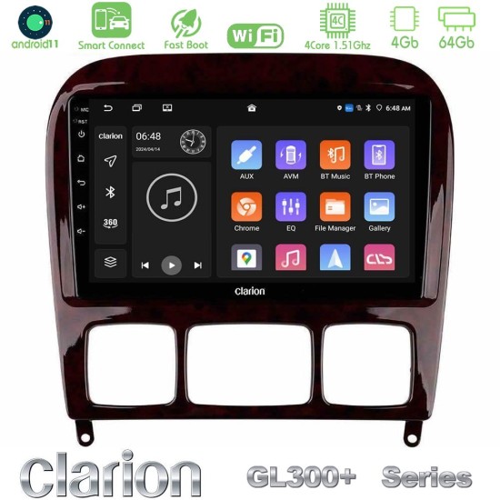 Clarion GL300+ Series 4Core Android ClarionOS 4+64GB  Mercedes S Class 1999-2004 (W220) Navigation Multimedia Tablet 9"