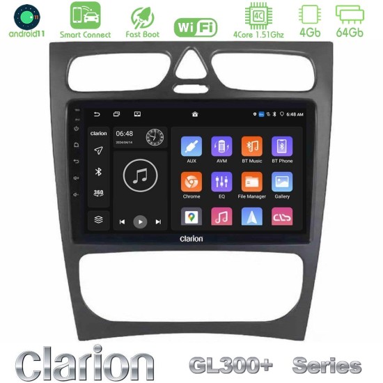 Clarion GL300+ Series 4Core Android ClarionOS 4+64GB  Mercedes C Class (W203) Navigation Multimedia Tablet 9"
