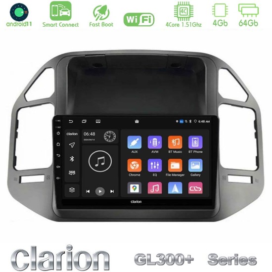 Clarion GL300+ Series 4Core Android ClarionOS 4+64GB Mitsubishi Pajero 2002-2006 Navigation Multimedia Tablet 9"