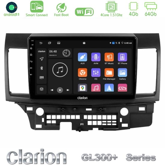 Clarion GL300+ Series 4Core Android ClarionOS 4+64GB  Mitsubishi Lancer 2008 – 2015 Navigation Multimedia Tablet 10"