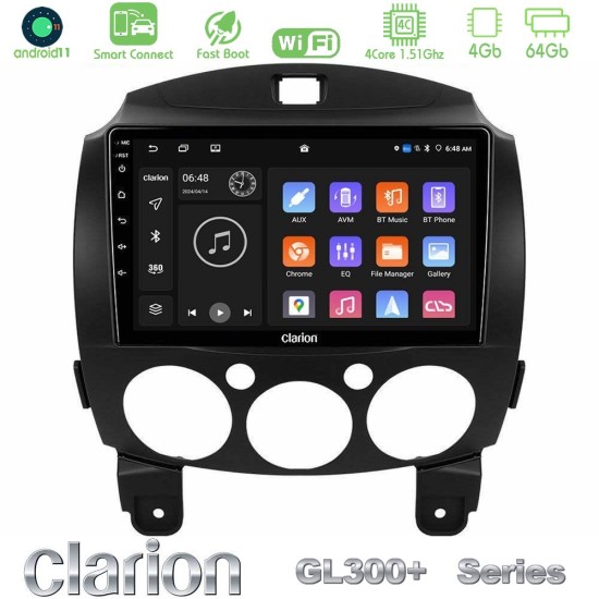 Clarion GL300+ Series 4Core Android ClarionOS 4+64GB  Mazda 2 2008-2014 Navigation Multimedia Tablet 9"
