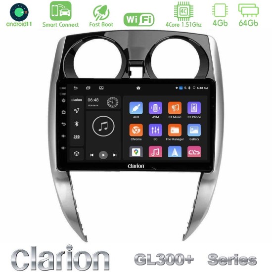 Clarion GL300+ Series 4Core Android ClarionOS 4+64GB  Nissan Note 2013-2018 Navigation Multimedia Tablet 10"