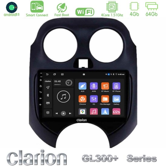 Clarion GL300+ Series 4Core Android ClarionOS 4+64GB  Nissan Micra 2011-2014 Navigation Multimedia Tablet 9"
