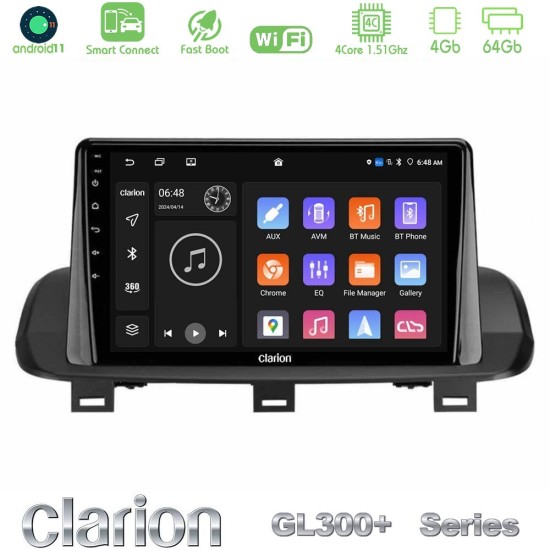 Clarion GL300+ Series 4Core Android ClarionOS 4+64GB  Nissan Qashqai J12 amp; X-Trail T33 Navigation Multimedia Tablet 10"